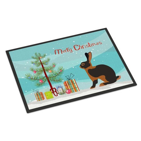 Carolines Treasures Tan Rabbit Christmas Indoor or Outdoor Mat, 18 x 27 in. BB9330MAT